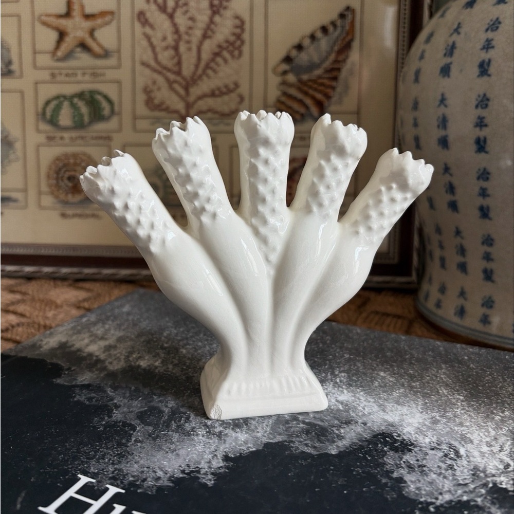 Vintage White 5-Finger Floral Bud Vase